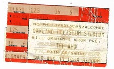 The Who 8/30/89 Oakland Stadium Day on the Green #2 Rare Ticket Stub