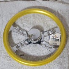 Nos Big End 4 Spoke Steering Wheel 350mm 4 Spoke Chrome Candy Gold 90s Og Unit Nos Big End 4 Spoke Steering Wheel 350mm 4 Spoke Chrome Candy Gold 90s Og Unit