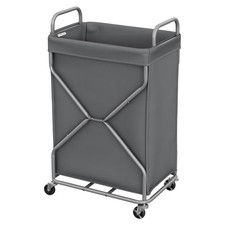 Grey 120L Rolling Laundry Hamper Basket With Wheels Removable Bag Handles