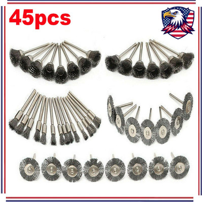 45X Stainless Steel Wire Brush Set Dremel Tool Rotary Die Grinder Removal Wheel