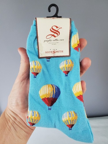 Socksmith Women's Crew Socks Size 9-11 Blue with Hot Air Balloons New with Tags - Picture 6 of 7