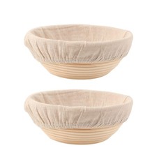 DOYOLLA Bread Proofing Baskets Set of 2 8.5 inch Round 8.5inch+8.5inch, Beige