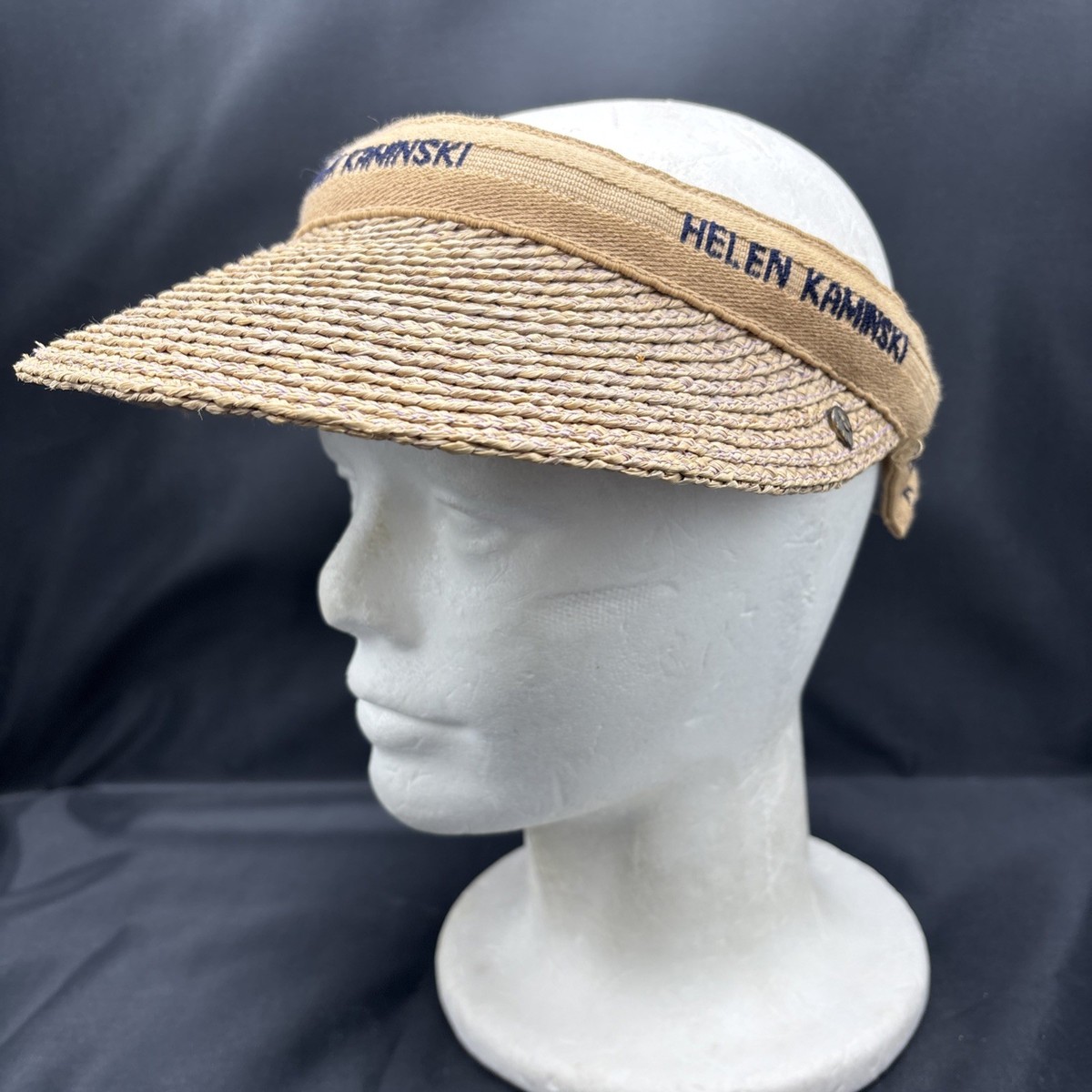 Helen Hermenski Womens Raffia Sun Visor - Beige Bianca 8 Raffia Logo Visor main image 2