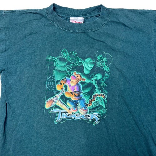 Disney VTG Y2K Tigger Center Graphic Tee T-Shirt Green Youth M Medium 7/8 - Picture 3 of 6
