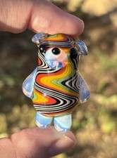 Rasta Wig Wag Puppy Dog Borosilicate Glass Pendant Handmade In Usa