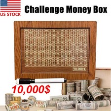 Money Saving Challenge Box Cash Vault Wooden Savings Box Cash Saver $10000