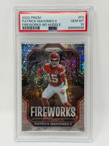 2022 Panini Prizm - Fireworks Patrick Mahomes II #F-2 No Huddle Prizm PSA 10