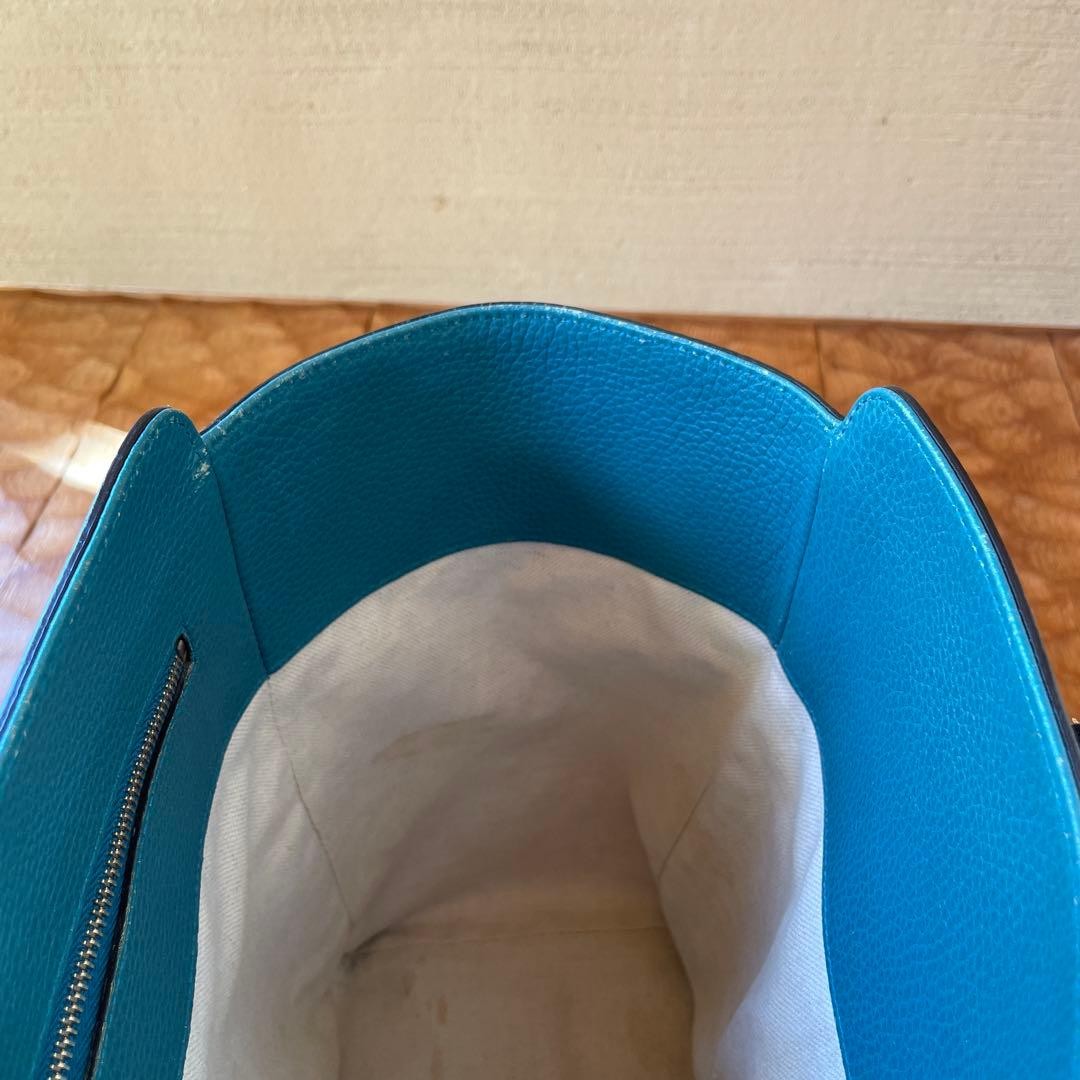 GUCCI Swing Leather Tote Bag Navy Turquoise Bi-Color Made in Italy thumbnail 19