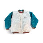Miami Dolphins Jacket Mens 2XL White Teal NFL Football Reebok Satin Bomber