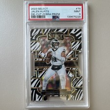 2023 Panini Select Concourse Jalen Hurts #79 Zebra Prizm Die-Cut PSA 9 Eagles