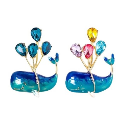 Playful Blue Whale Pin Adorned With Balloons Unisex Accessory For Everyday Wear