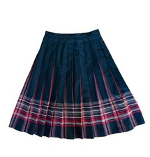 Vintage Pendleton 100% Wool Pleated Midi Skirt Sz 14 Black / Red Plaid USA Made