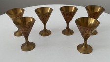 6 Vintage grawerowanych mini kubków 6 cm. wysoki
