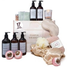 17-Piece Luxury Gift Set with Robe  Complete White Tea  Coconut Bath Collec...