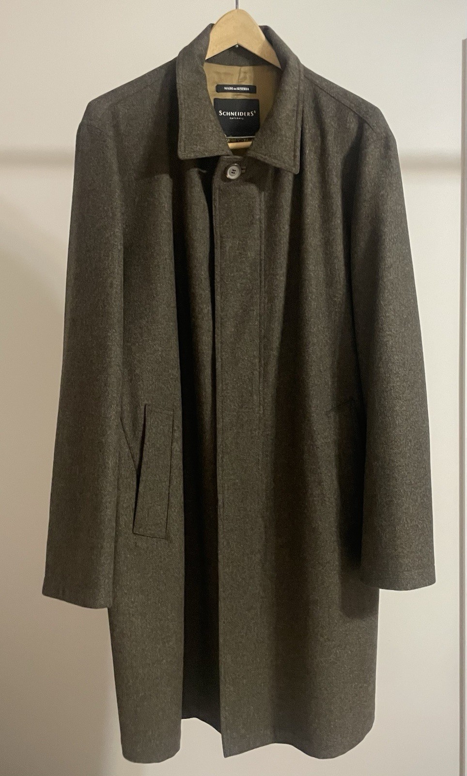 Austrian Schneiders Salzburg boiled wool loden coat with leather trim