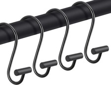 Black Shower Curtain Hooks Rings, Decorative for Bathroom Shower Rods, Set of 12
