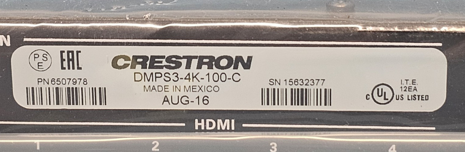 New Out of Box, Crestron DMPS3-4K-100-C 3Series DM 4K Presentation System 100.