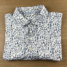 Johnnie O Polo Shirt Men  s L Performance Stretch Golf  Tailgater  Geo AOP