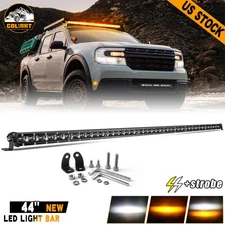 Straight Single Row 44" Inch LED Light Bar Strobe Amber&White Spot Truck SUV UTV