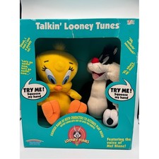 Vintage 1998 Talkin Looney Tunes Tweety Sylvester Talking Plush Box Set