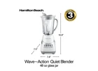 Hamilton Beach Quiet Glass Jar Blender, 48 oz. Jar, Stainless Steel Blade