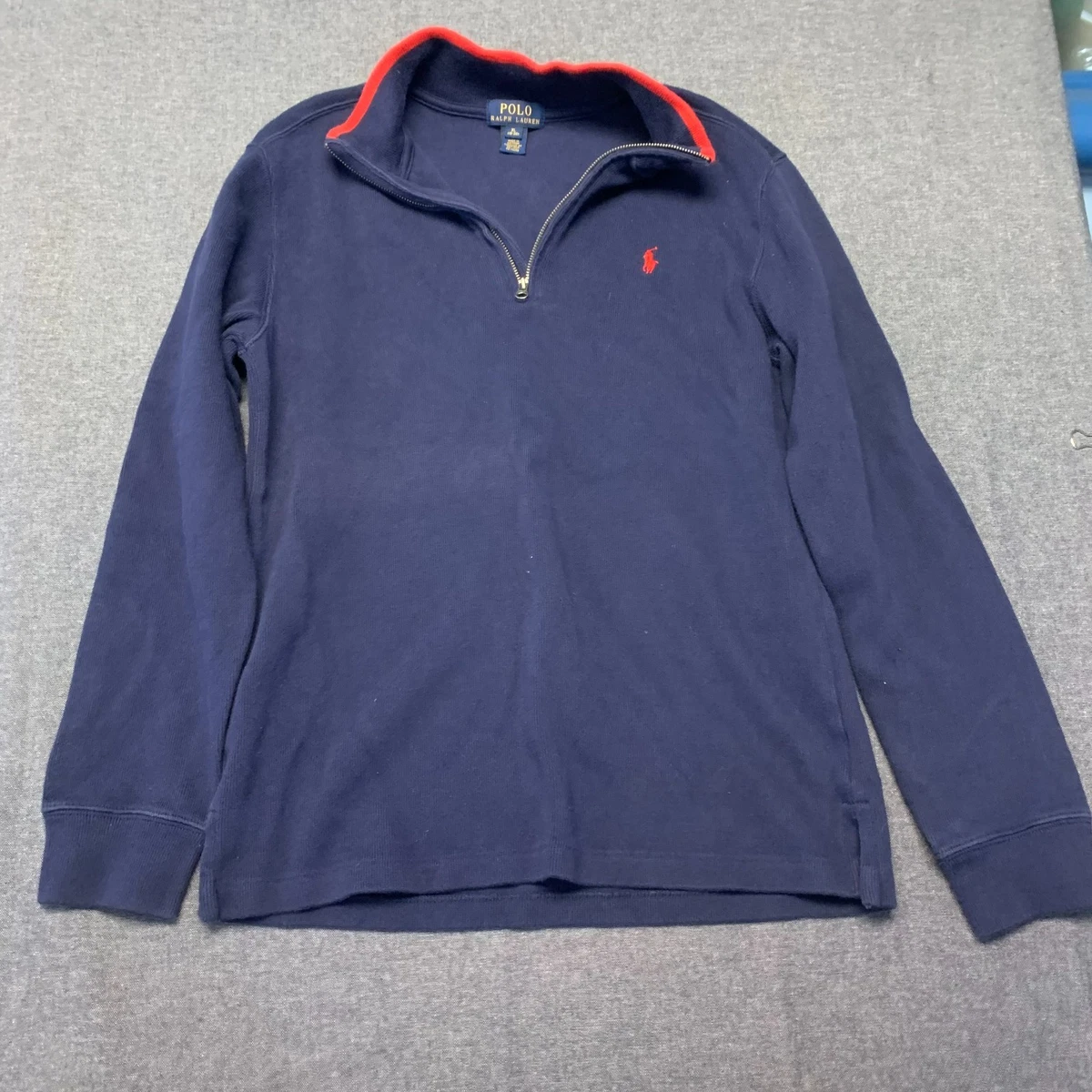 Polo Ralph Lauren Boy's Sweater Size XL (18-20) Blue Red Trim