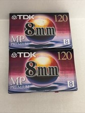 TDK MP 120 8mm Video Cassette 120 Min Premium Blank Tape 2 Pack New Nos