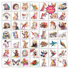 216 PCS Watercolor Animals Temporary Tattoo Set 36 Sheets for kids - Cute Anim