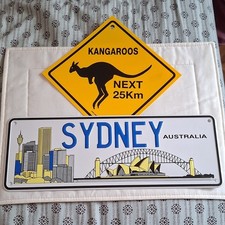 Lot 2 Plaques Murales Métal Rectangulaires Sydney Australia Kangaroos Next 25Km