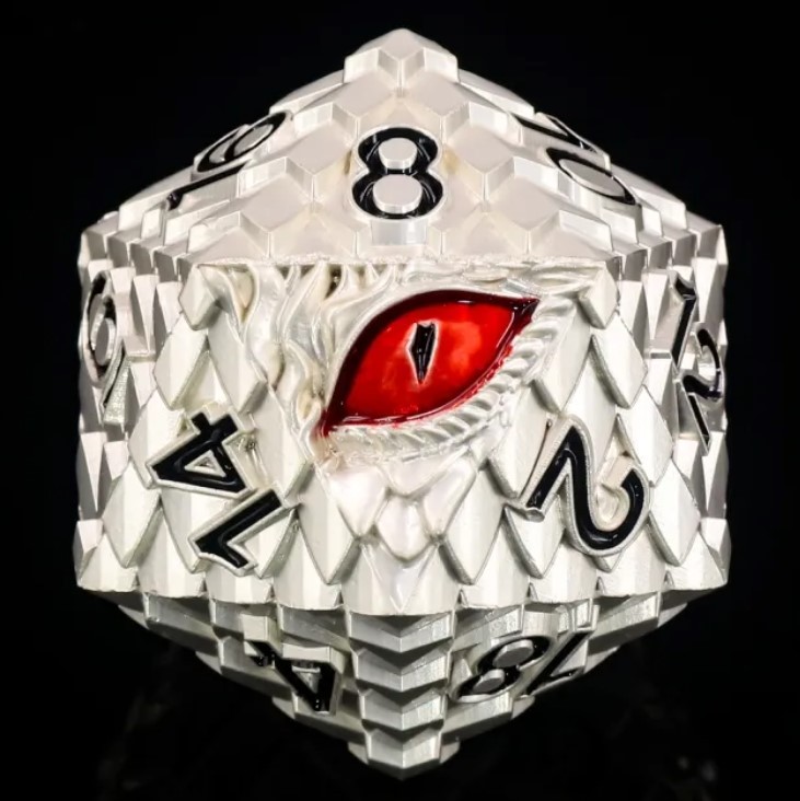 Galactic Dice Premium Dice D20 Titan - Глаз дракона серебристый с красным глазом 3190₽