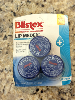 Blistex 3 Pack Lip Medex Relieves Sore Lips .75 oz