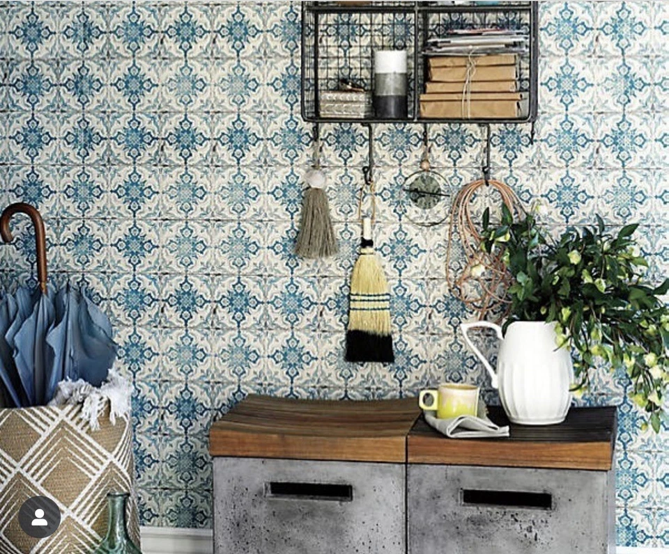 NUEVO rollo de azulejos McKeegan Melay de papel tapiz de diseñador inglés Anthropologie (3 paneles) Foto 2 de 4