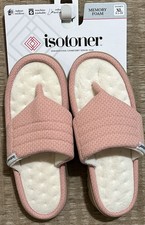Isotoner Women's Memory Foam Slippers Pink Indoor/Outdoor Size XL 9.5-10 - NEW