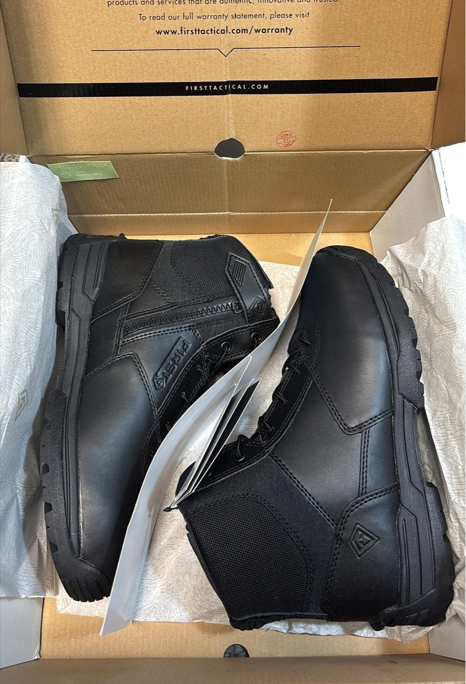 First Tactical Women’s 6" Side Zip Duty Boot – Black Leather/Nylon, Size US 8.5 image 2
