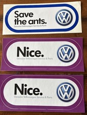 Genuine Vw Dealership Volkswagen Stickers Set Of 3 Rare Save The Ants Nice Nos Genuine Vw Dealership Volkswagen Stickers Set Of 3 Rare Save The Ants Nice Nos