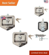 Durable T-Handle Latch Set, Locking Mechanism, Stainless Steel, Adjustable Depth