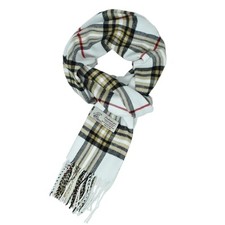 Glory Max Unisex Classic Tartan Plaid Winter Scarf Soft Cashmere Feel White