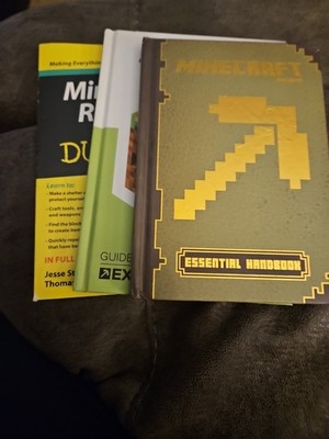 3 Minecraft Books, Essential Handbook, Guide To Exploration & Minecraft Recipes