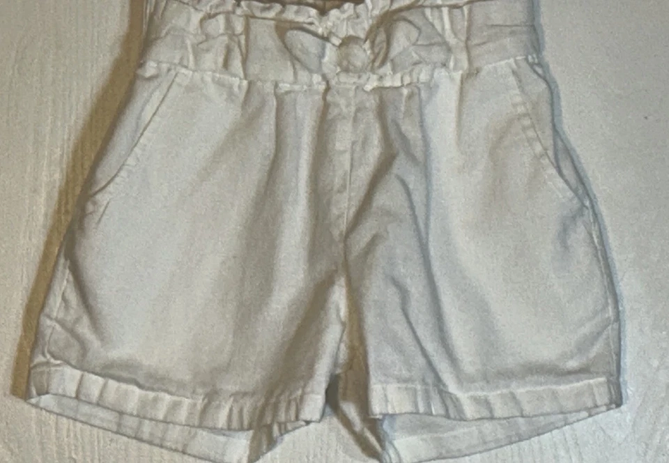 Pantalones Cortos Gymboree Niña Talla 6 Blanco Cintura Elástica Imitación Corbata Bolsillos Laterales Delanteros Foto 2 de 4