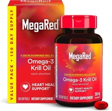 MegaRed - Omega-3 Krill Oil 350mg Softgels 130 per Bottle EXP07/2027