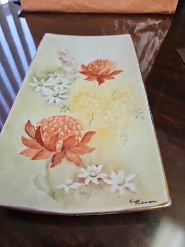 Signed By Ruth Anderson Handpainted 11" Platter Porcelana Schmidt Of Brazil - Picture 4 of 15