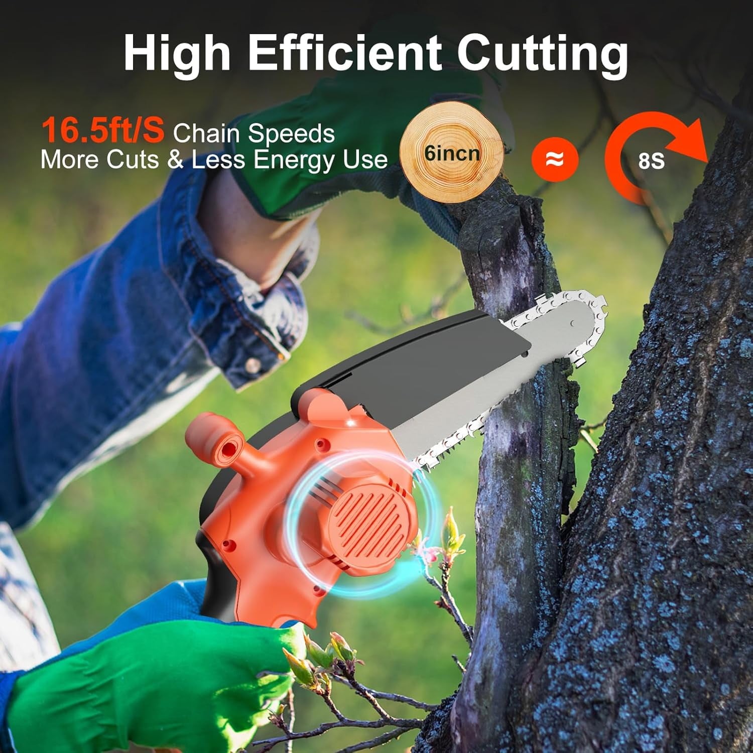 2-in-1 Cordless Pole Saw 6 Inch Electric Pole Chainsaw for Tree Trimming