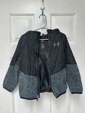 Under Armour Jacket Cold Gear Loose Full Zip Fleece Hooded Toddler Boy Sz 5