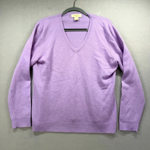 Peck & Peck 2-Ply Cashmere Sweater Womens XL Purple Winter Raglan Sleeve V-Neck
