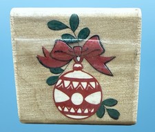 Wood Mounted Rubber Stamp CHRISTMAS ORNAMENT 1 1/4  Block Scrapbooking Art Craft