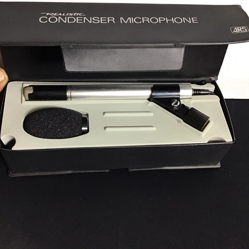 Realistic Condenser Microphone with Stand Windscreen and Case - Image 4 of 4