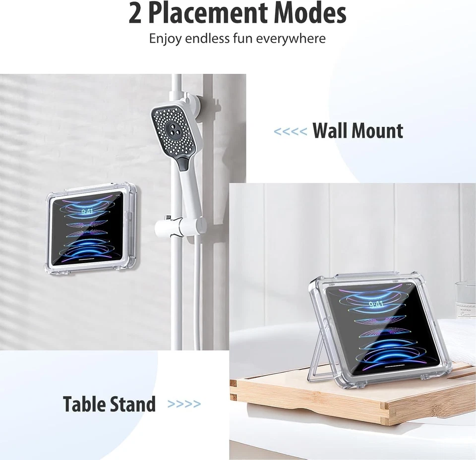 MoKo Waterproof Shower iPad Holder, Wall Mount with 360 Rotation, Anti-fog Scree - Image 4 of 4
