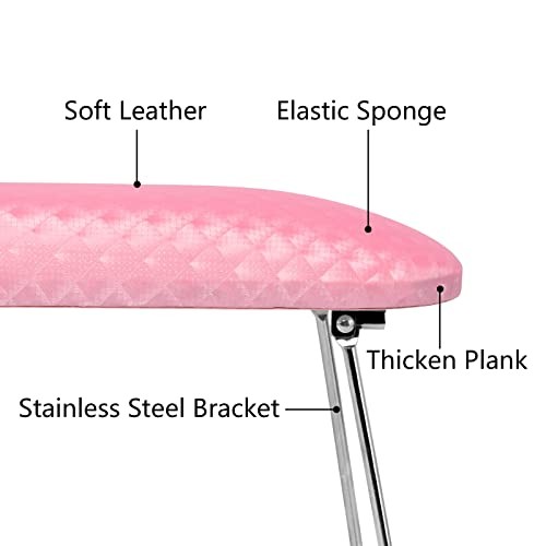 Nail Arm Rest,Professional Microfiber Leather Nail Hand Rest Stand Arm Pink - Bild 6 von 8