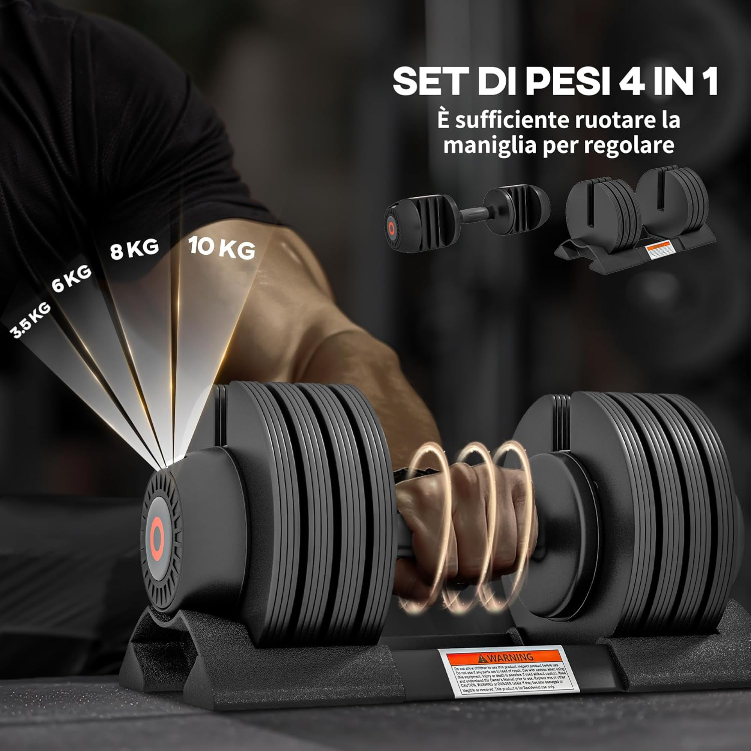 Set di Manubri Regolabili con Base di Stoccaggio foto 3