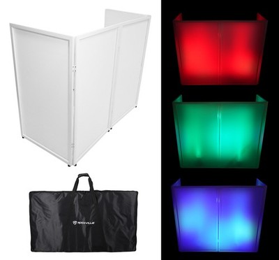 Rockville RFXLW White Portable DJ Facade 112'' x 48'' Steel Frame Booth+Bag+Scrim